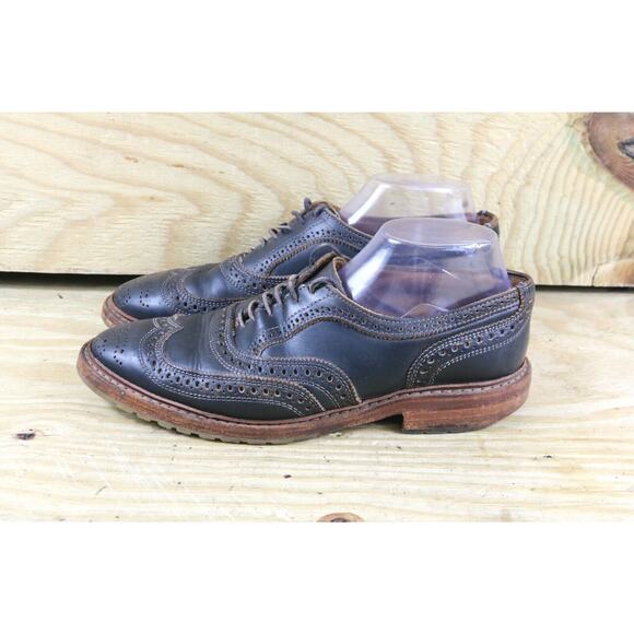 Allen Edmonds Shoes Mens 8D Black Leather McTavish Wingtip Rubber Lug Sole USA